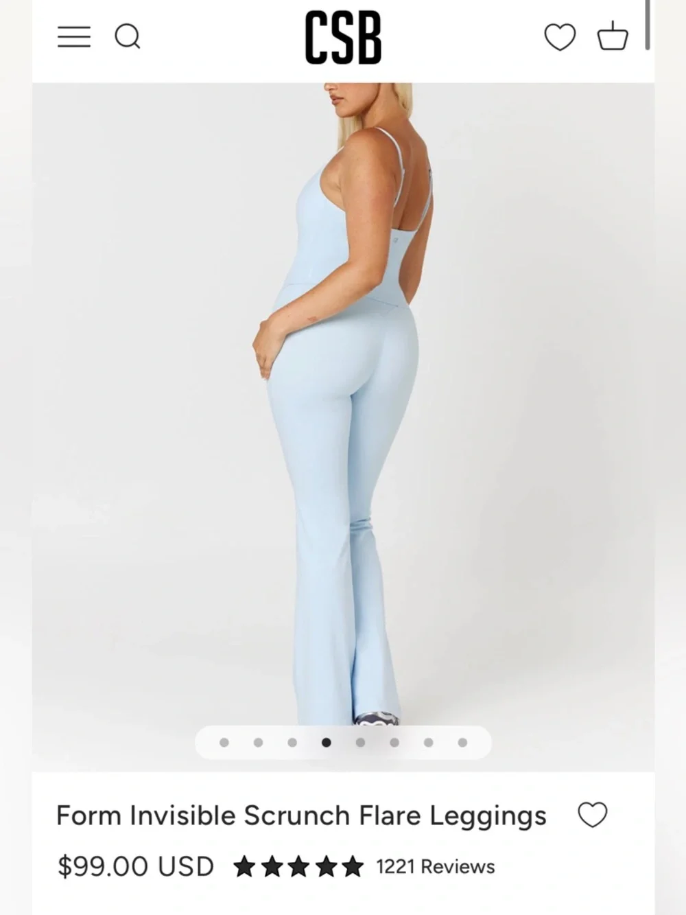 CSB Form Invisible Scrunch Flare Leggings Powder Blue - Picture 1 of 5